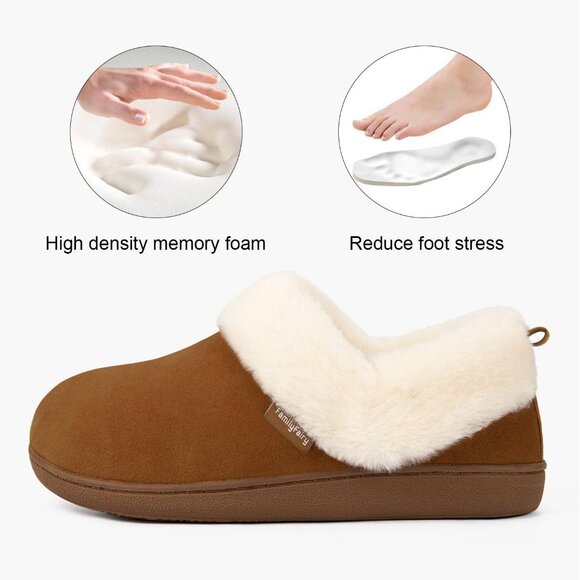 Women's Light Brown Warm Winter Velvet Fuzzy Collar House Slippers Bootie Shoes - Picture 3 of 6